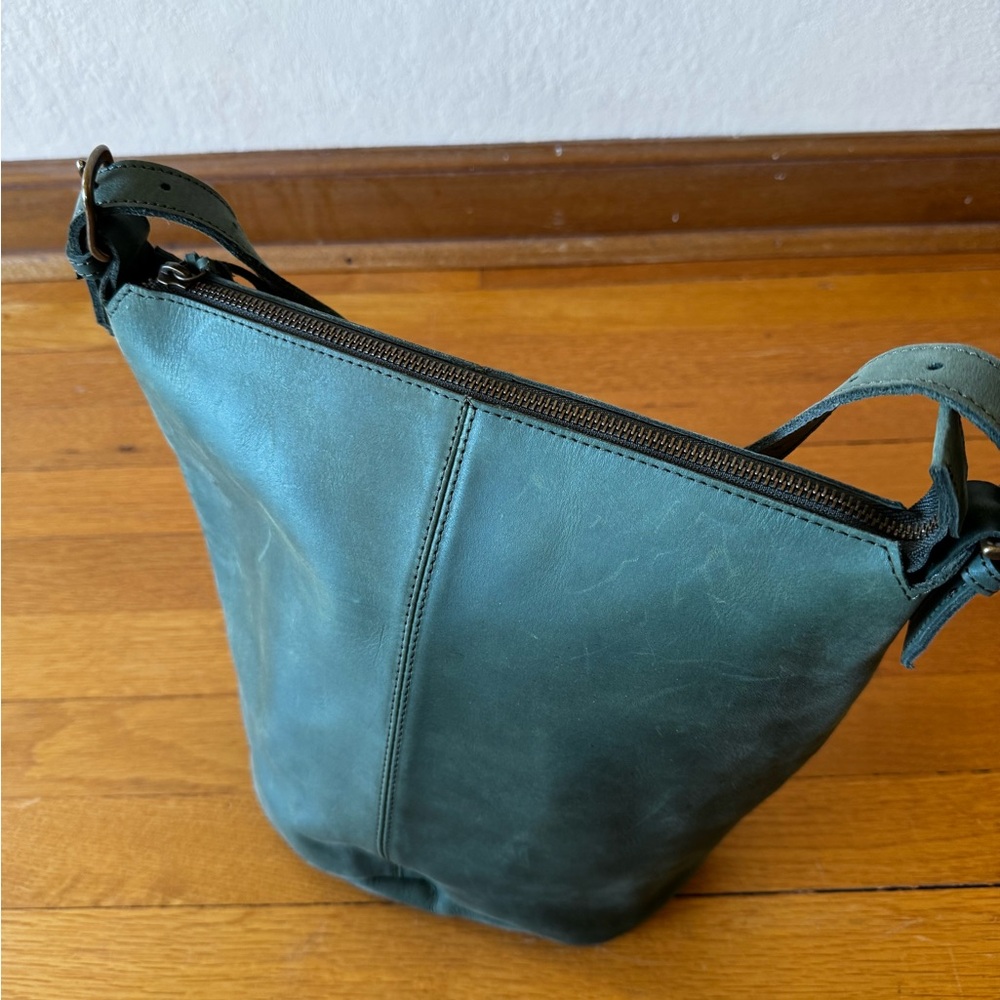 Able Eden Spruce Green Leather Bucket Bag Local and Global - Picture 6 of 9